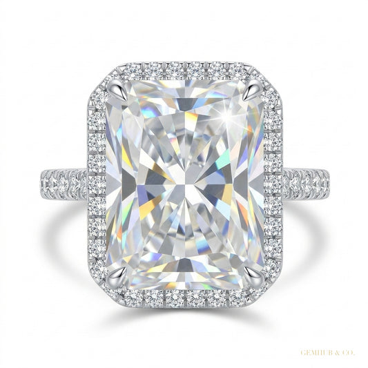 7.10 ct DEW Radiant Cut Moissanite Solitaire Ring Engagement Gift Idea 18K Gold Plated 18K Gold Plated – white background main image