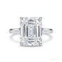 7.10 Cts Certified Emerald Cut Solitaire White Moissanite Ring 18K Gold Plated Verm 18K Gold Plated