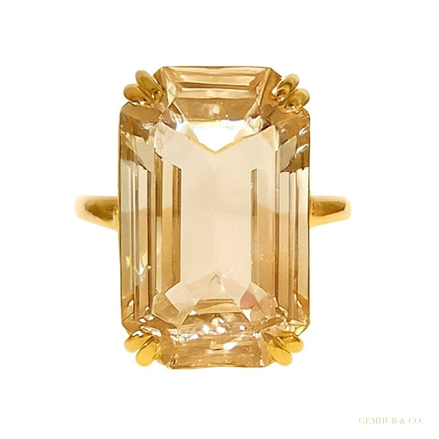 7.30 ct DEW Emerald Cut Moissanite Ring Bridal Anniversary Gift for Her 18K Gold Plated – white background main image