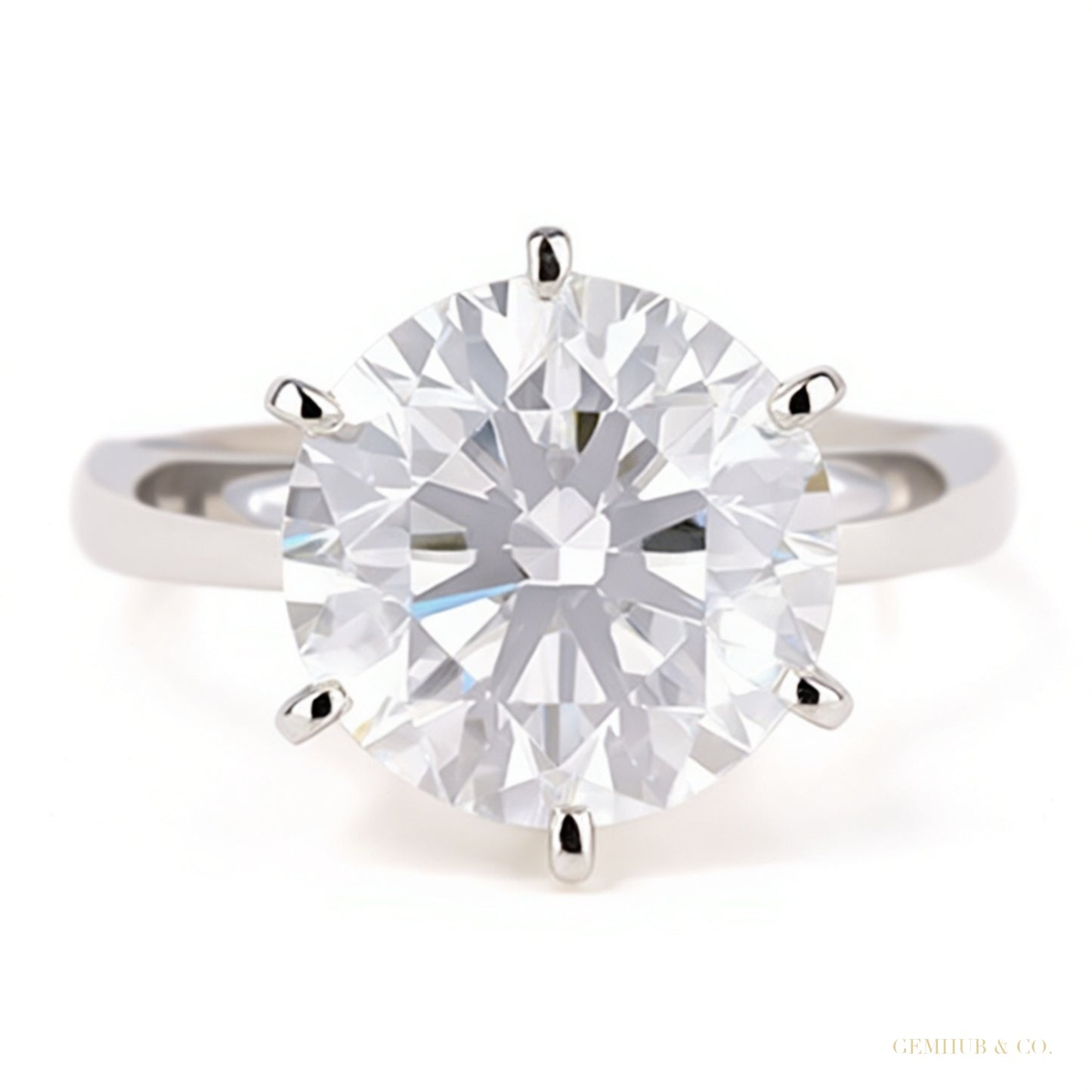 7.50 ct DEW Certified White Moissanite Solitaire Ring in – Gift for Wife 18K Gold Plate 18K Gold Plated – white background main image
