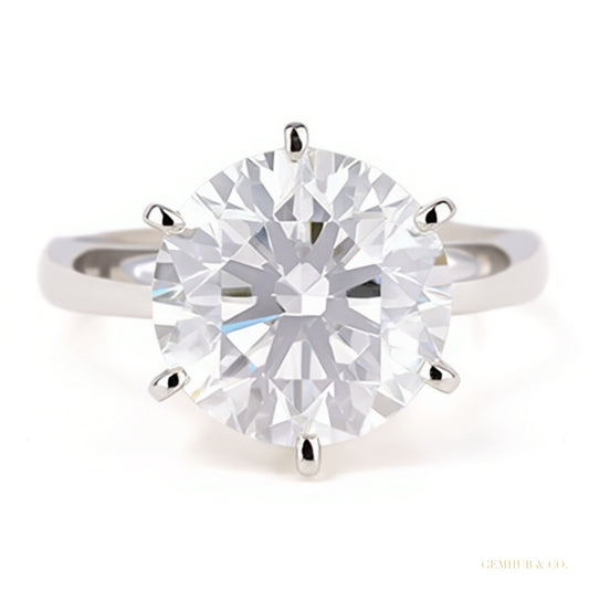 7.50 ct DEW Certified White Moissanite Solitaire Ring in – Gift for Wife 18K Gold Plate 18K Gold Plated – white background main image