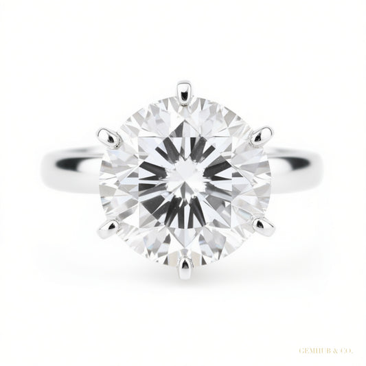7.50 ct DEW White Moissanite Ring in – Elegant Jewelry for Mom's Gift 18K Gold Plated V 18K Gold Plated – white background main image