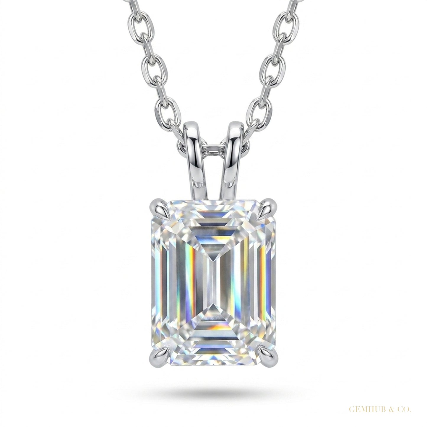 7.00 ct DEW White Certified Moissanite Pendant in Gold Vermeil Holiday Gift for Her – white background main image