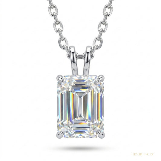 7.00 ct DEW White Certified Moissanite Pendant in Gold Vermeil Holiday Gift for Her – white background main image