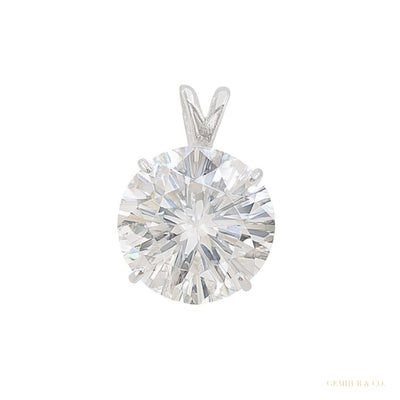 7.50 ct DEW White Round Cut Moissanite Solitaire Pendant In Vermeil 925 Silver