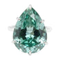 19.6ct DEW Blue Moissanite Pear Solitaire Ring