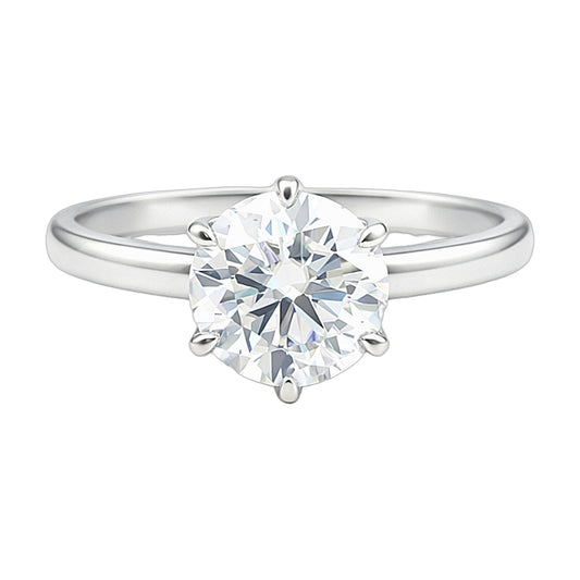 9.1 ct DEW White Moissanite Round Solitaire Ring - 18K Gold Vermeil on 925 Sterling Silver