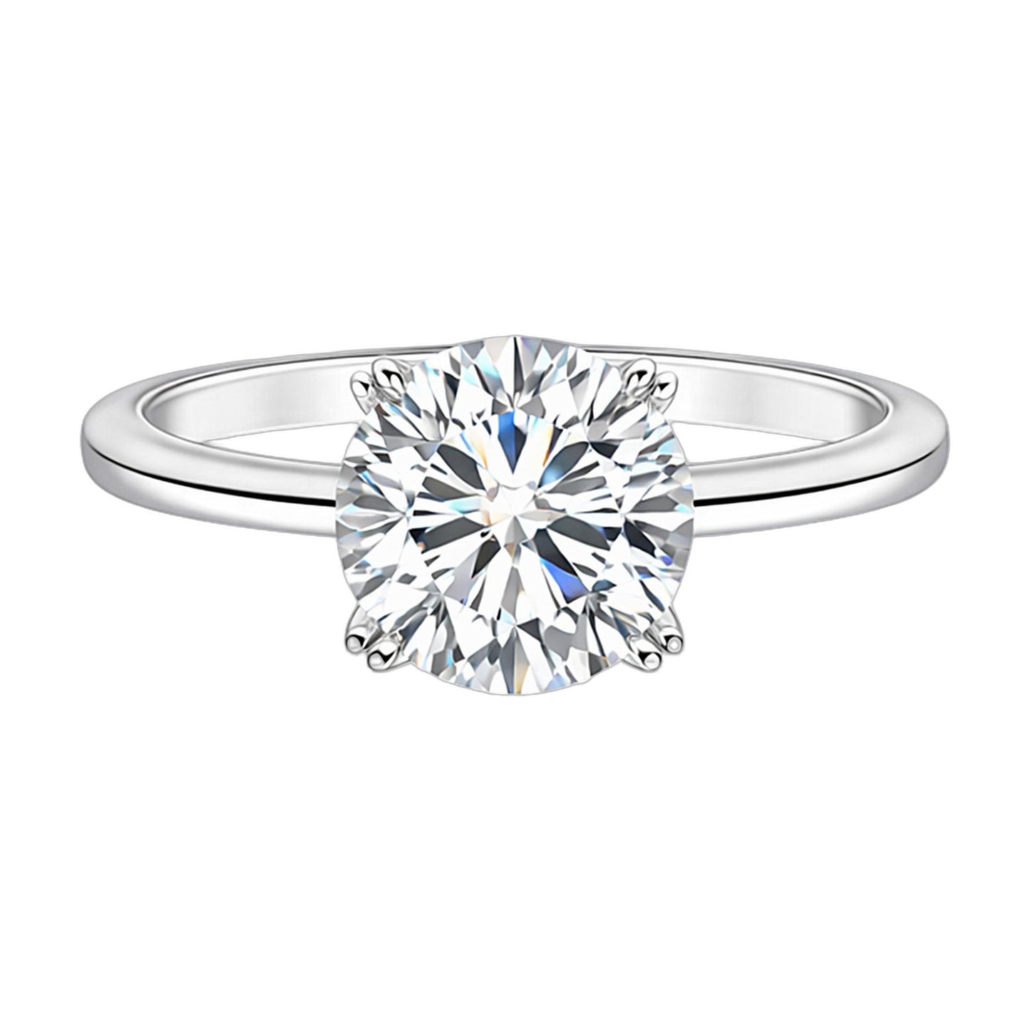 6.65 ct DEW White Moissanite Round Solitaire Ring - 18K Gold Vermeil on 925 Sterling Silver