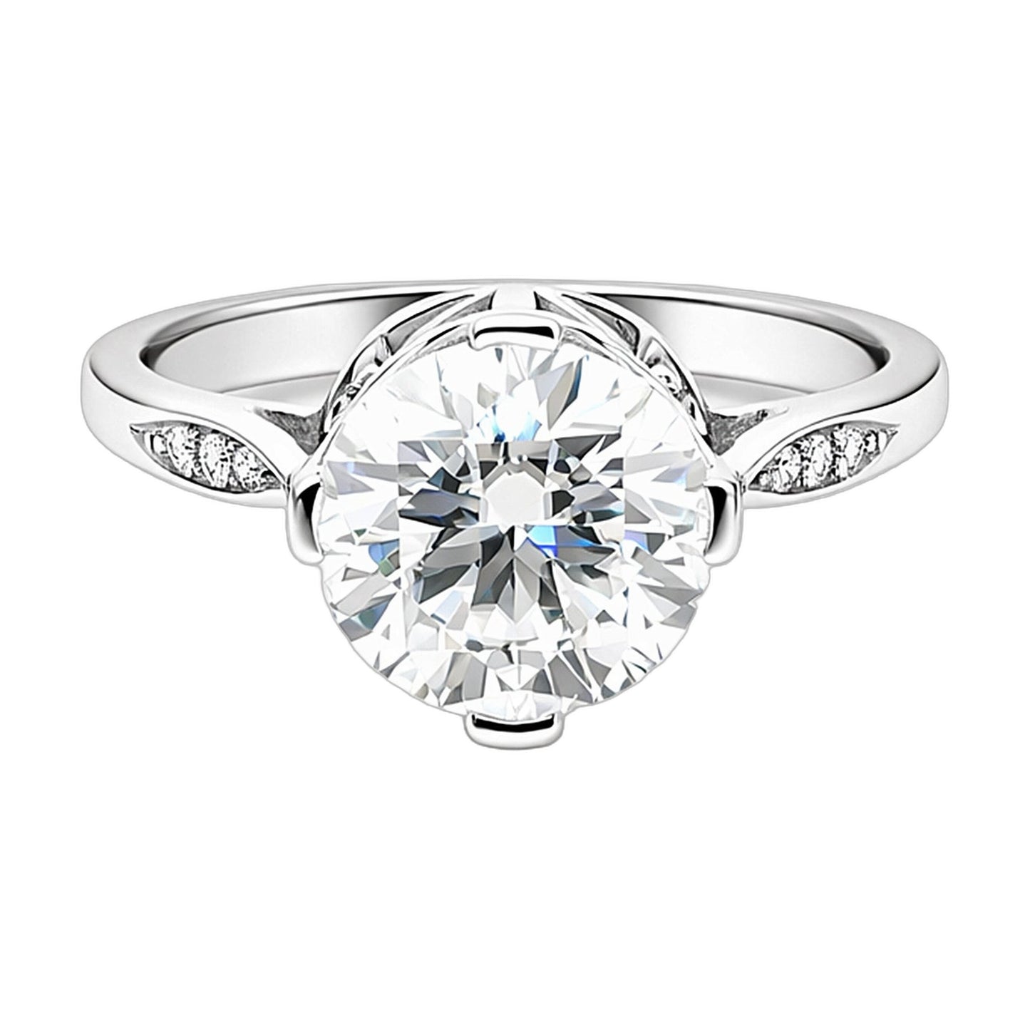 6.7 ct DEW White Moissanite Round Solitaire Ring - 18K Gold Vermeil on 925 Sterling Silver