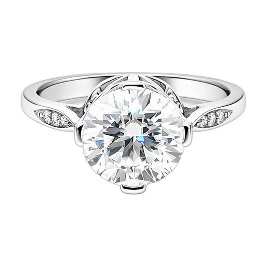 6.7 ct DEW White Moissanite Round Solitaire Ring - 18K Gold Vermeil on 925 Sterling Silver