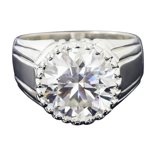 6.35 ct DEW White Moissanite Round Solitaire Ring - 18K Gold Vermeil on 925 Sterling Silver