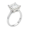 4.15 ct DEW White Moissanite Princess Solitaire Ring - 18K Gold Vermeil on 925 Sterling Silver