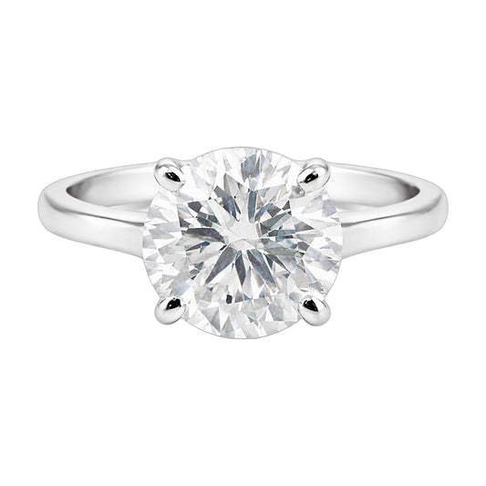 9.9 ct DEW White Moissanite Round Solitaire Ring - 18K Gold Vermeil on 925 Sterling Silver