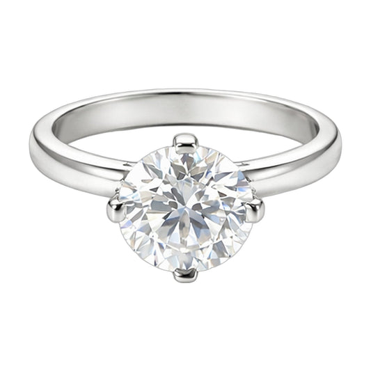 8.5 ct DEW White Moissanite Round Solitaire Ring - 18K Gold Vermeil on 925 Sterling Silver