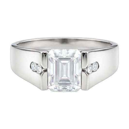 4.0 ct DEW White Moissanite Radiant Solitaire Ring - 18K Gold Vermeil on 925 Sterling Silver