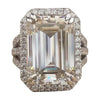 16.9 ct DEW White Moissanite Emerald Solitaire Ring - 18K Gold Vermeil on 925 Sterling Silver