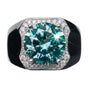 5.8ct DEW Blue Moissanite Round Solitaire Ring