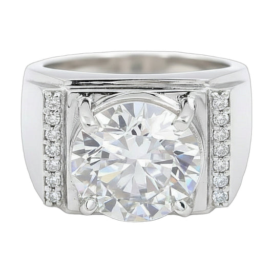 5.95 ct DEW White Moissanite Round Solitaire Ring - 18K Gold Vermeil on 925 Sterling Silver
