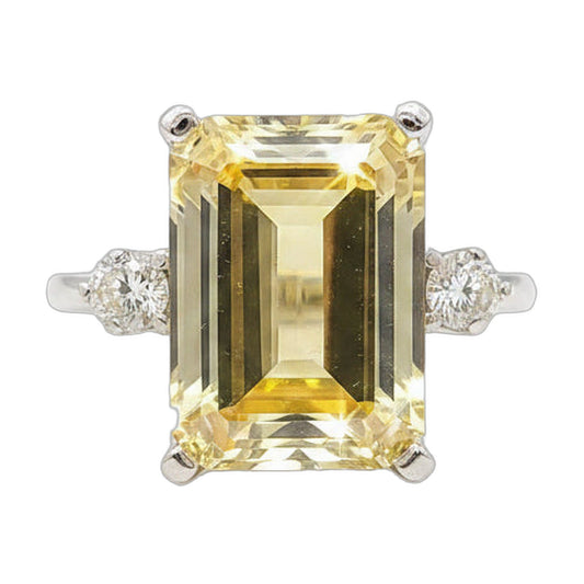 7.5 ct DEW Champagne Moissanite Emerald Solitaire Ring - 18K Gold Vermeil on 925 Sterling Silver