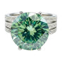 10.5ct DEW Blue Moissanite Round Solitaire Ring