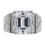 5.3ct DEW White Moissanite Emerald Solitaire Ring