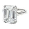 6.7 ct DEW White Moissanite Emerald Solitaire Ring - 18K Gold Vermeil on 925 Sterling Silver
