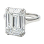 6.7ct DEW White Moissanite Emerald Solitaire Ring