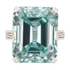 18.6 ct DEW Blue Moissanite Emerald Solitaire Ring - 18K Gold Vermeil on 925 Sterling Silver