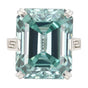 18.6ct DEW Blue Moissanite Emerald Solitaire Ring