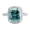 7.0 ct DEW Blue Moissanite Cushion Solitaire Ring - 18K Gold Vermeil on 925 Sterling Silver