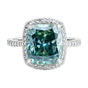 7.0ct DEW Blue Moissanite Cushion Solitaire Ring