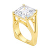 23.5 ct DEW White Moissanite Asscher Solitaire Ring - 18K Gold Vermeil on 925 Sterling Silver