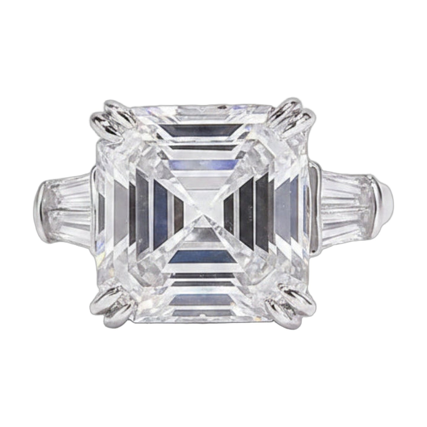 9.5 ct DEW White Moissanite Asscher Solitaire Ring - 18K Gold Vermeil on 925 Sterling Silver