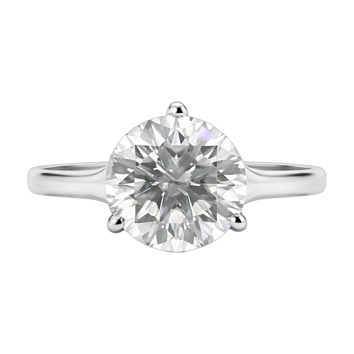 7.65 ct DEW White Moissanite Round Solitaire Ring - 18K Gold Vermeil on 925 Sterling Silver