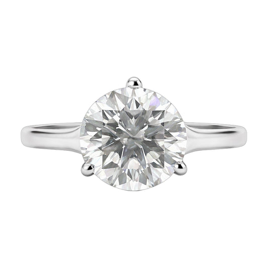 7.65 ct DEW White Moissanite Round Solitaire Ring - 18K Gold Vermeil on 925 Sterling Silver