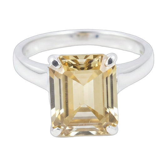 4.7 ct DEW Champagne Moissanite Emerald Solitaire Ring - 18K Gold Vermeil on 925 Sterling Silver