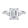 5.7 ct DEW White Moissanite Emerald Solitaire Ring - 18K Gold Vermeil on 925 Sterling Silver