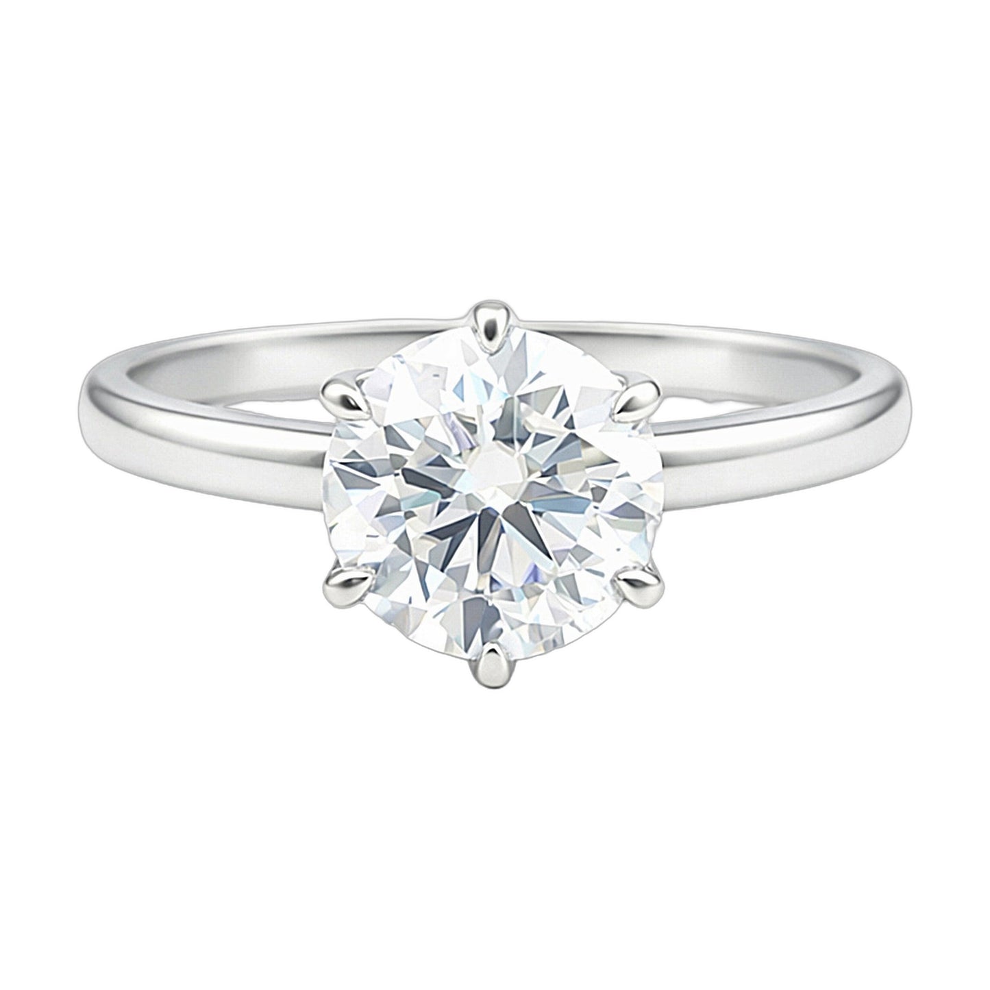 5.2 ct DEW White Moissanite Round Solitaire Ring - 18K Gold Vermeil on 925 Sterling Silver