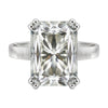9.45 ct DEW White Moissanite Radiant Solitaire Ring - 18K Gold Vermeil on 925 Sterling Silver