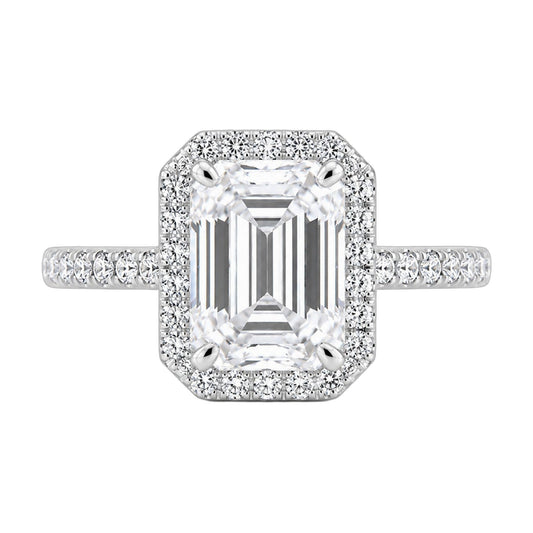 4.5 ct DEW White Moissanite Emerald Solitaire Ring - 18K Gold Vermeil on 925 Sterling Silver