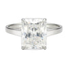 27.5 ct DEW White Moissanite Emerald Solitaire Ring - 18K Gold Vermeil on 925 Sterling Silver