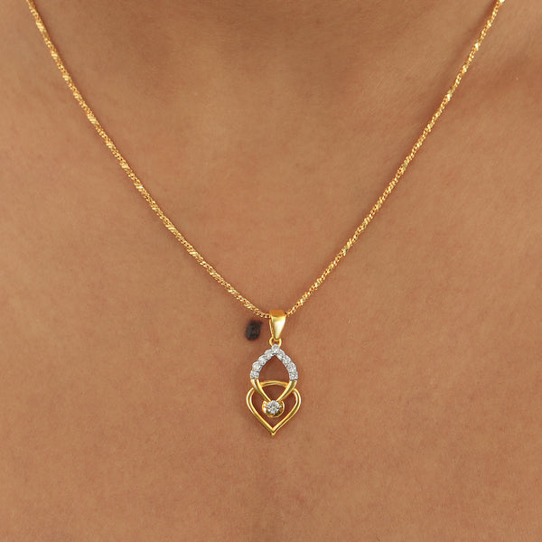 0.26 Ct IGI Certified Natural Diamond Necklace Pendant in 18K Gold for Women