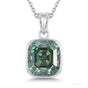 7 ct DEW Certified Blue Moissanite Solitaire Asscher Cut Pendant In Gold Vermeil