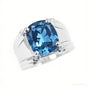 8.30 ct DEW Certified Cushion Cut Blue Moissanite Solitaire Ring In 18K Gold Plated Ver 18K Gold Plated