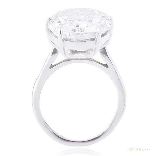 8.30 ct DEW Certified Round Cut White Moissanite Solitaire 925 Sterling Ring For Wife 1 18K Gold Plated – white background main image