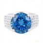 8.55 ct DEW Certified Round Cut Blue Moissanite Solitaire Ring 18K Gold Plated