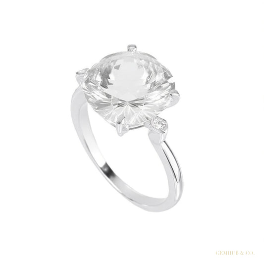 9.00 ct DEW Certified White Moissanite Solitaire Ring – Anniversary Gift for Wife 18K G 18K Gold Plated – white background main image