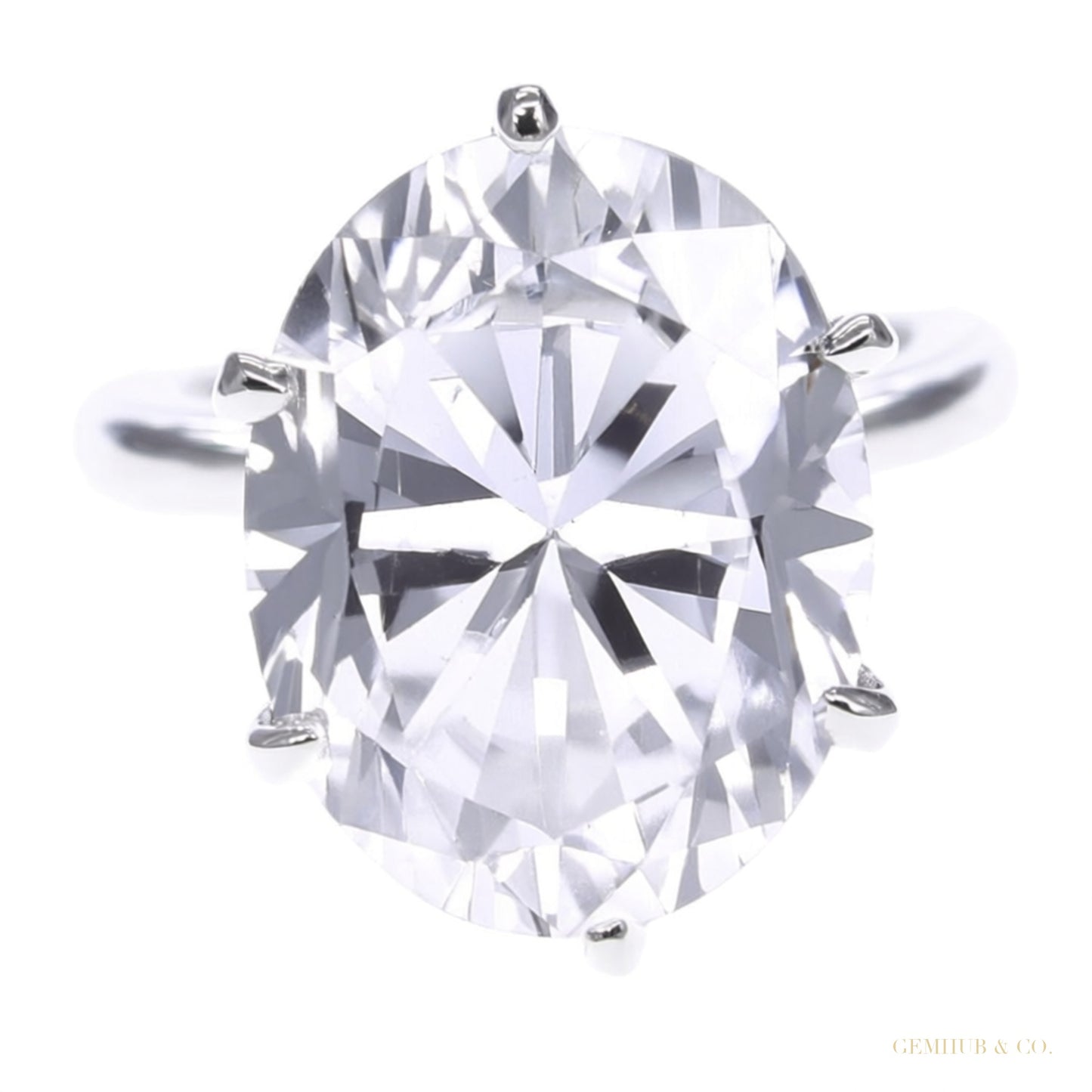 9.75 ct DEW Certified White Moissanite Solitaire Ring – Romantic Gift for Spouse 18K Go 18K Gold Plated – white background main image