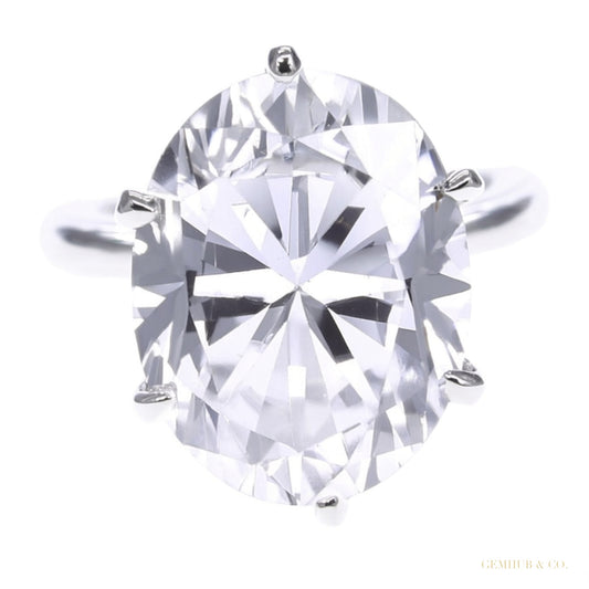 9.75 ct DEW Certified White Moissanite Solitaire Ring – Romantic Gift for Spouse 18K Go 18K Gold Plated – white background main image