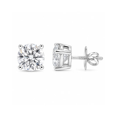 Lab Grown Diamond Accent Round Stud Earrings — Solid 14K / 18K Gold